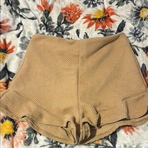 She + Sky High Waist Tan Corduroy Shorts